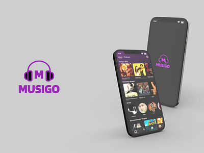 Musigo music player Application Design(Dark mode) case study design ui ux