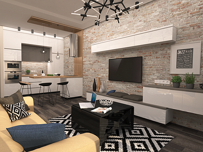 Functionality interior design for the apartment 3d 3dsmax apartament art cgi design house interior minimalist modern render rendering