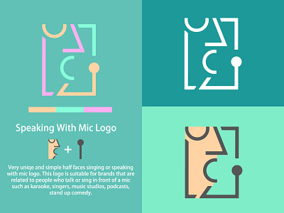 Half Face Mic Logo app branding design graphic design illustration logo typography ui ux vector