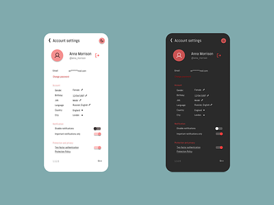 Settings UI Design app design ui