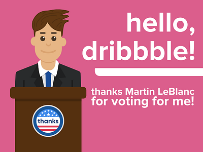 Hello, Dribbble! art avatar character debut design dribbble election flat hello illustration portrait vote