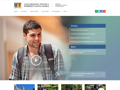 Look and feel USM colorfull header mood play ui university ux web white