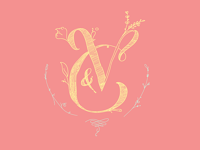 V&C flower monogram natural pink type typeface