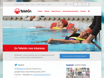 Teletón concept facebook feed red slider twitter ui ux web