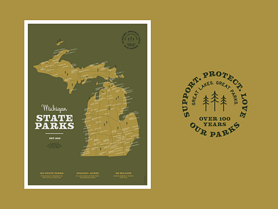 Michigan State Parks Map Print