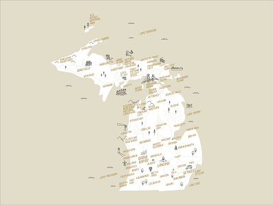 Michigan Map Illustration illustration map michigan poster state map
