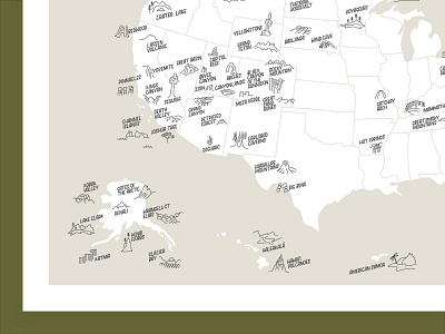 National Parks Map handlettering illustration map national parks poster