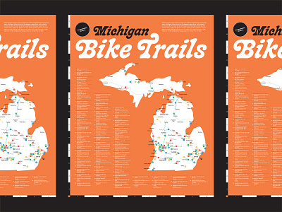 Michigan Bike Trails Map bike biking illustration map michigan poster