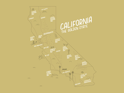 California Map california handlettering illustration map poster