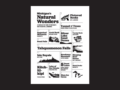 Michigan's Natural Wonders design illustration michigan natural wonders poster typography