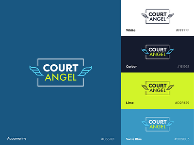 Court Angel Logo app blue branding court design flat interface logo sport teal tennis