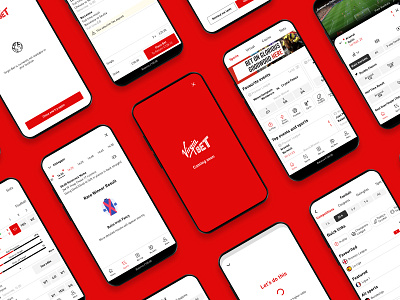 Virgin Bet app betting clean football gambling red soccer sport ui