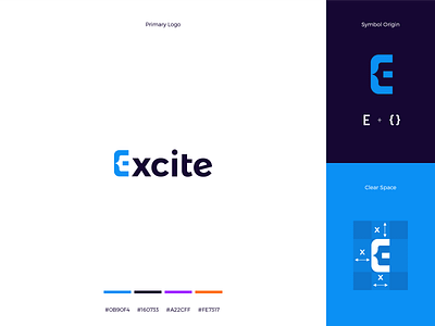 Excite Logo blue brand branding clear space developer graphic design guidelines guidlines logo