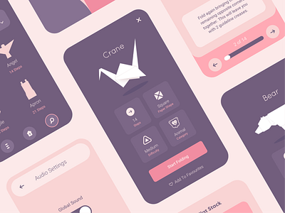 Flat Stack App app brand branding crane design flat illustration interface mobile palette pastel pink purple ui ux vector