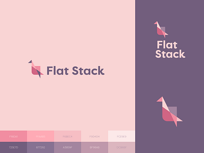 Flat Stack Logo app brand branding design graphic logo origami pastel pink purple typography ui