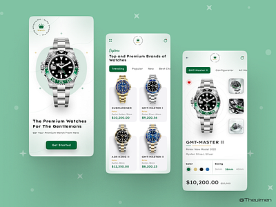 Watch App UI app app ui application design expensive watch app figma gentalman watch app graphic design logo premium watch app premium watch e commerce app purchase premium watch app rolex watch ui ui design uiux user interface watch app watch app ui watch purchase app