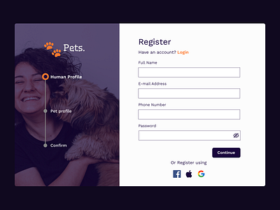 Pets Sign Up Page branding design desktop graphic design illustration logo signup ui ux web