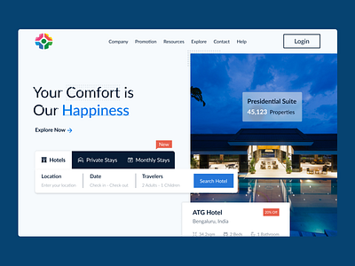 Hotel Hero Section branding design desktop graphic design hotel landing page landingpage logo ui ux web