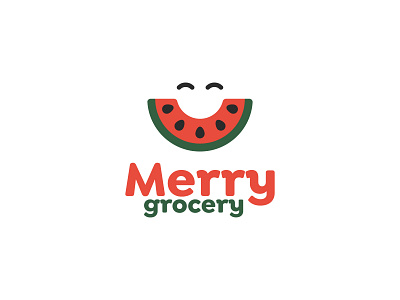 Merry Grocery Logo for Dribbble Weekly Warm up design dribbble dribbbleweeklywarmup fruit green grocery happy logo logomark melon merry natural red smile store vegetable watermelon