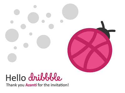 Hello Dribbble! dribbble hello hi invitation invite ladybug shot