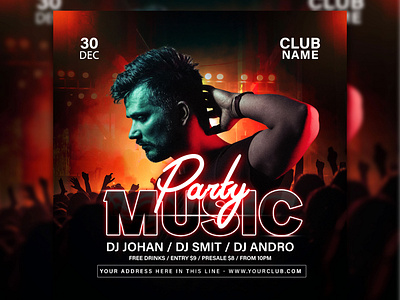 Music Party Social Media Post Design Or Squire Banner Design