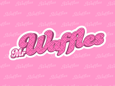 Mr Waffles hot pink ice cream logo mr waffle pink rotherham shanerounce sheffield vector waffle waffle shop waffles