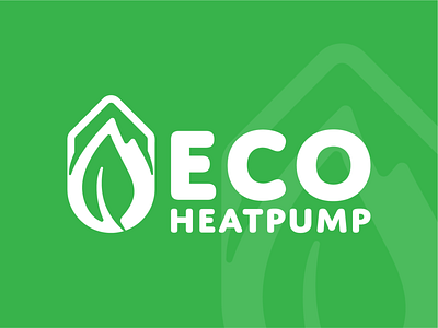 Eco Heatpump brand branding design flame heat heating leaf logo