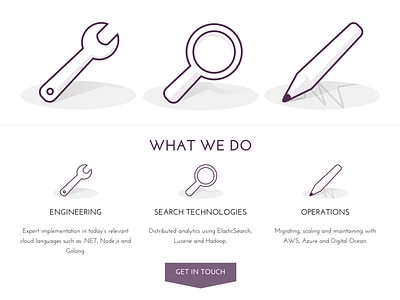 async.london Overview Icons design icons pen search pencil spanner spyglass vector webdesign website