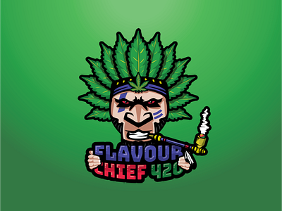Flavour Chief v2 cannabis chief indian logo marijuana smoking tribal