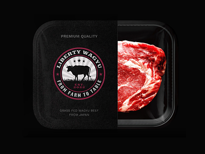 LIBERTY VAGYU - Grass Fed Vagyu Beef - Logo Design beef branding cow design high end identity label logo logo badge luxury packaging product vintage wagyu