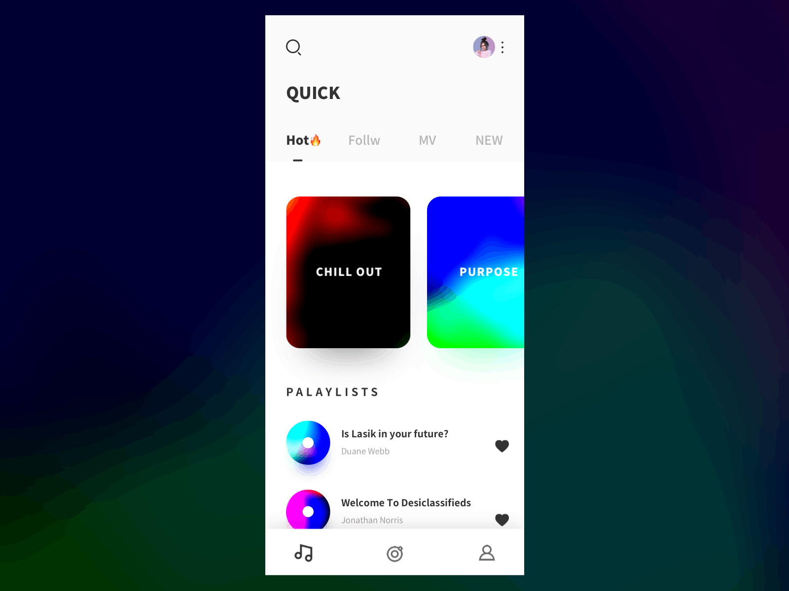 Dynamic design of Music App