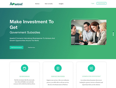 Investment App Landing Page apastrof financial financial web ui ux green background ui ui designux ui ux ui ux money ui web web bank