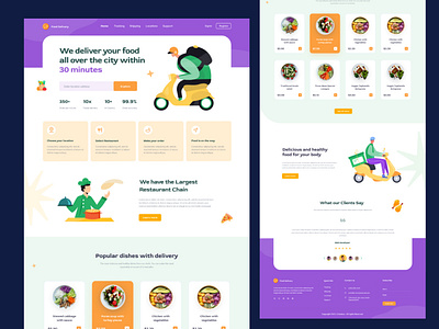 Food Delivery - Web Landing Page app ui branding car web ui design graphic design illustration logo social media ui ui ux