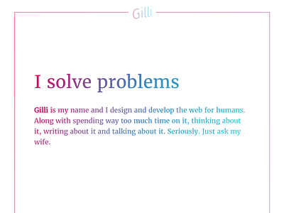 Gilli.is Hero Section hero intro portfolio problems solving