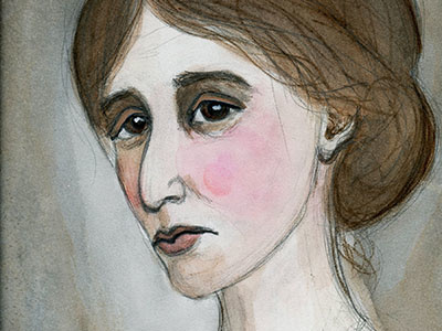 The Sad Eyes of Virginia Woolf hand drawn illustration virginia woolf watercolor writers portraits