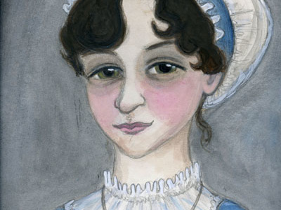 Jane Austen and Her Lost Heart illustration jane austen literature painting portrait watercolor women writers writers portraits