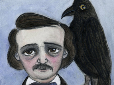 Edgar and the Raven character design edgar allan poe illustration literature portrait portrait painting victorian