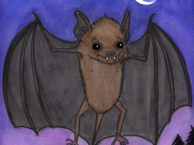 Herman The Little Brown Bat bat drawing illustration painting watercolor