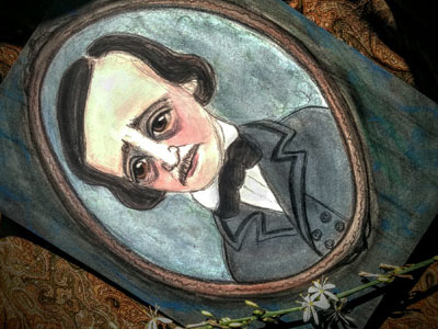 Edgar Alllan Poe "Ligeia" Portrait edgar allan poe illustration literary portrait portrait portrait painting watercolor