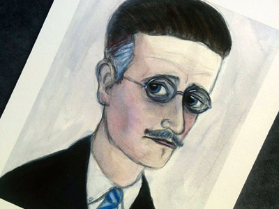 James Joyce Literary Portrait illustration james joyce literature portrait painting ulysses watercolor writers