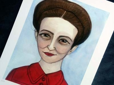 Simone De Beauvoir Literary Portrait feminist writer portrait painting simone de beauvoir watercolor illustration