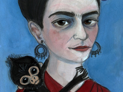 Frida Kahlo Artist Portrait artist portrait death head moth frida kahlo illustration portrait painting spider monkey