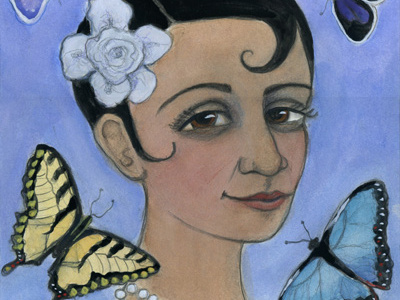 The Wings of Summer butterflies character harlem renissance illustration portrait portrait painting spring watercolor