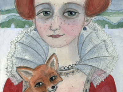 Red Fox in Winter 16th century watercolor character elizabethan period fox illustration portrait portrait painting winter