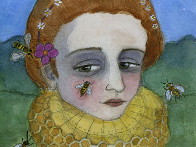 The Queen of the Bees art character design elizabethan illustration painting portrait portrait art watercolor watercolor art
