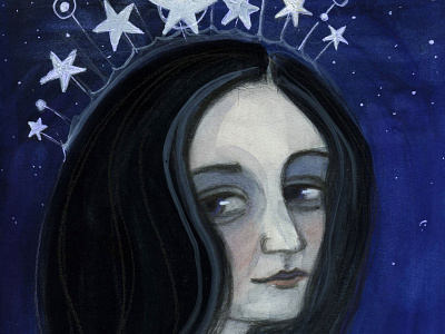 With Her Head in the Stars illustration painting portrait painting watercolor