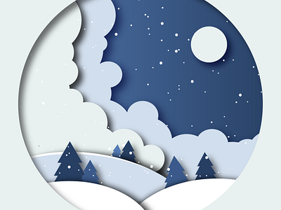 a paper cutout winter scenary branding cutout design graphic design illustration paper paper cutout vector winter
