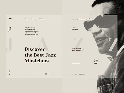 Jazz—website concept clean concept fullscreen music website