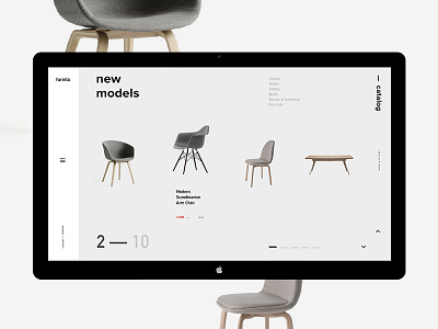 Furnita / new models clean desktop fullscreen furniture minimal promo showroom website