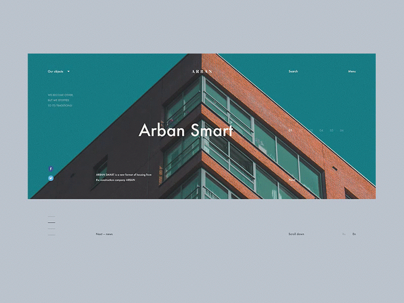 Arban clean clear estate fullscreen minimalism realestate site web